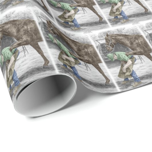 Farrier Blacksmith Shoeing Horse Geschenkpapier (Rolleneckpunkt)