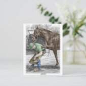 Farrier Blacksmith Shoeing Horse Postkarte (Stehend Vorderseite)