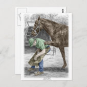 Farrier Blacksmith Shoeing Horse Postkarte (Vorne/Hinten)