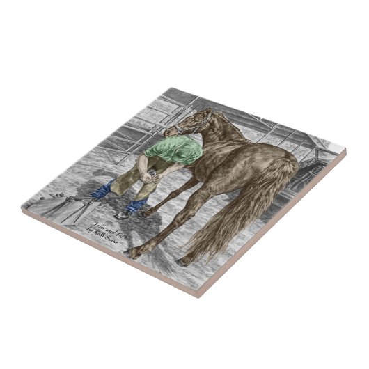 Farrier Blacksmith Trimming Horse Hoof Fliese (Seite)