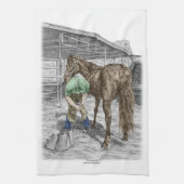 Farrier Blacksmith Trimming Horse Hoof Handtuch (Vertikal)