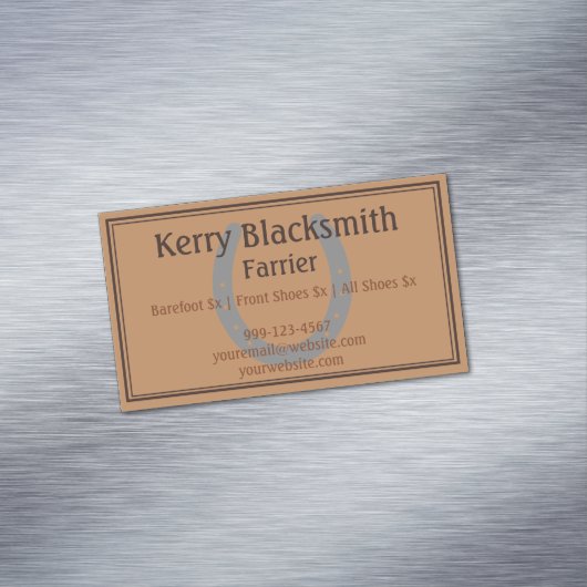 Farrier Horseshoeing and Trim - Leichtleder Magnetische Visitenkarte (Beispiel)