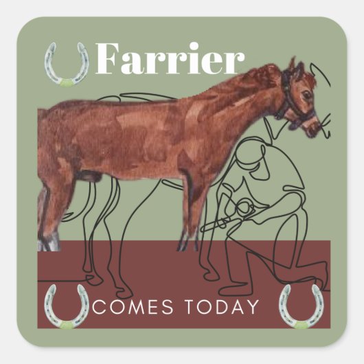 Farrier kommt heute mit quadratischem Aufkleber (Vorderseite)