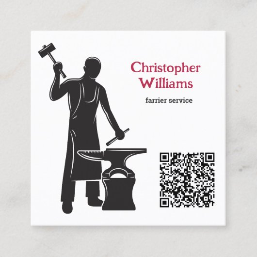 Farrier QR Code Quadratische Visitenkarte (Vorderseite)