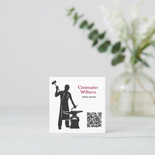 Farrier QR Code Quadratische Visitenkarte (Stehend Vorderseite)