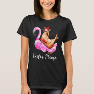 Färse Bitte Flamingo Schwimmende Bandana Kuh T-Shirt