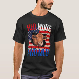 Färse Rot Weiß Moo Highland-Rind 4. Juli Unabhängi T-Shirt