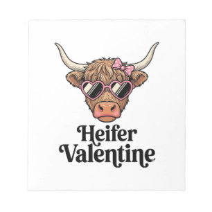 Färse Valentine Highland-Kuh Vintage-Design_1 Notizblock