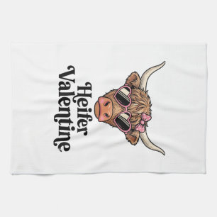 Färse Valentinstag Highland-Kuh Vintage-Design_1 Geschirrtuch
