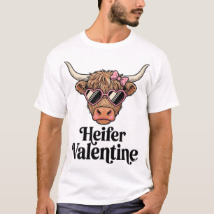 Färse Valentinstag Highland-Kuh Vintage-Design_1 T-Shirt