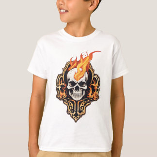 Farsi Flaming Skull Graphic Kids"-T - Shirt