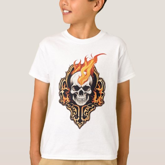 Farsi Flaming Skull Graphic Kids"-T - Shirt (Vorderseite)