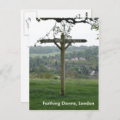 Farthing Downs Signpost, London Postkarte (Vorne/Hinten)