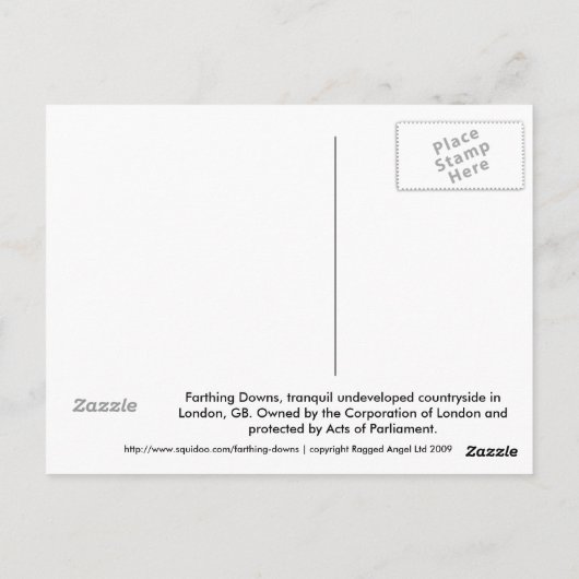 Farthing Downs Signpost, London Postkarte (Rückseite)