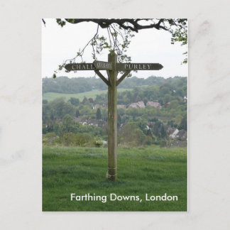 Farthing Downs Signpost, London Postkarte