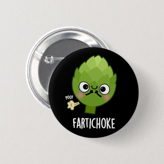 Fartichoke Funny Farting Artichoke Pun Dark BG Button (Vorne & Hinten)