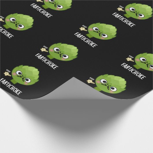 Fartichoke Funny Farting Artichoke Pun Dark BG Geschenkpapier (Ecke)