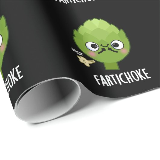 Fartichoke Funny Farting Artichoke Pun Dark BG Geschenkpapier (Rolleneckpunkt)