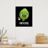 Fartichoke Funny Farting Artichoke Pun Dark BG Poster (Küche)