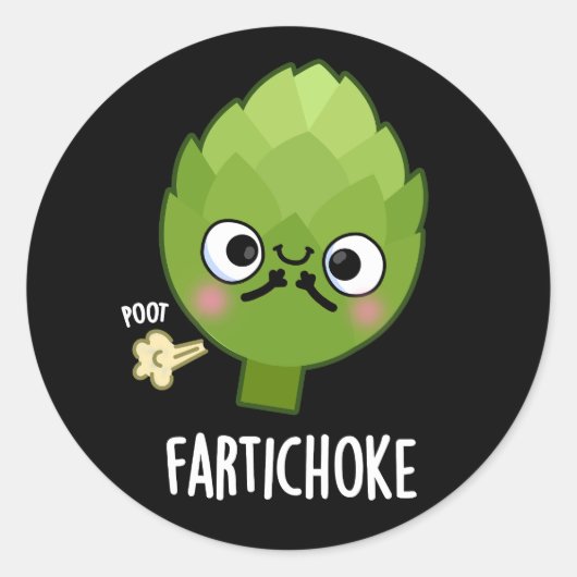Fartichoke Funny Farting Artichoke Pun Dark BG Runder Aufkleber (Vorderseite)