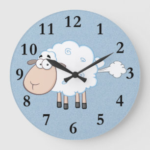 FARTING CARTOON SHEEP CLOCK GROßE WANDUHR