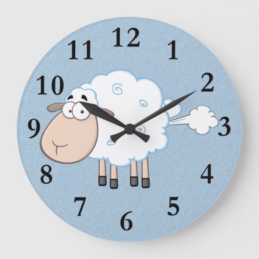 FARTING CARTOON SHEEP CLOCK GROßE WANDUHR (Vorderseite)