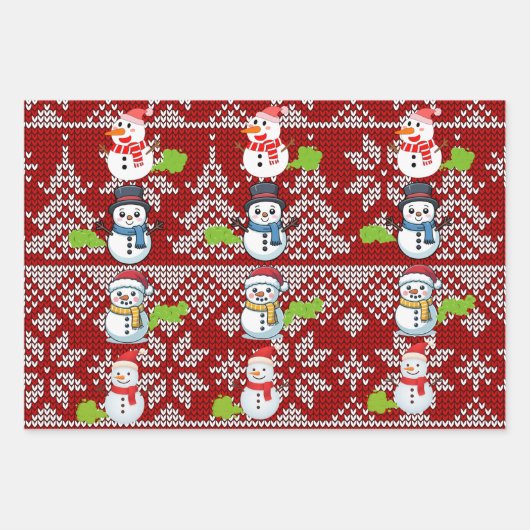 Farting Christmas Snowmen Pattern Geschenkpapier Set (Vorderseite 2)