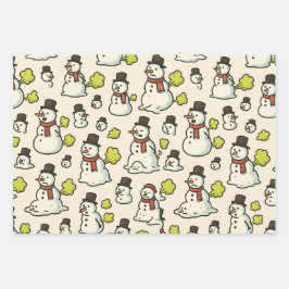 Farting Christmas Snowmen Pattern Geschenkpapier Set