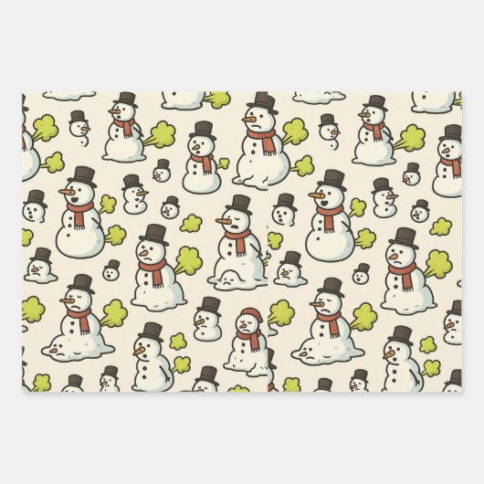 Farting Christmas Snowmen Pattern Geschenkpapier Set (Vorderseite)