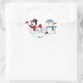Farting Snowmen Runder Aufkleber (Tasche)
