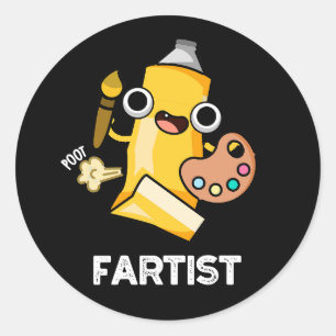 Fartist Funny Artist Pun Dark BG Runder Aufkleber