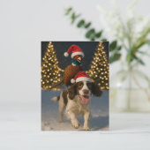 Fasan auf Springer Spaniel Weihnachtskarte Postkarte (Stehend Vorderseite)
