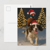 Fasan auf Springer Spaniel Weihnachtskarte Postkarte (Vorne/Hinten)