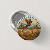 Fasan Forever . Aquarellkunst Button (Vorne & Hinten)