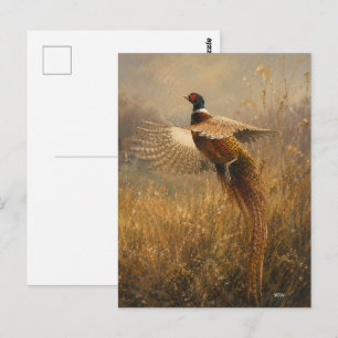 Fasan im goldenen Flug Postkarte