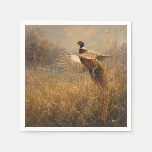 Fasan im goldenen Flug Serviette (Vorderseite)