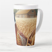 Fasan im goldenen Weizenfeld mit Bauernhof Milchtasse (Rechte Ecke)