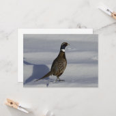Fasan im Schnee - flache Grußkarte Karte (Vorderseite/Rückseite Beispiel)