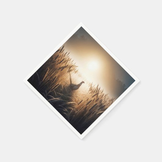 Fasan im Weizenfeld Serviette (Ecke)