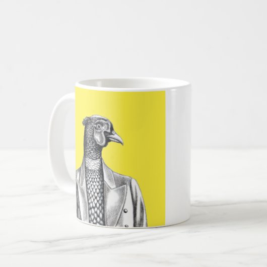 Fasan in Smart Jacket (Retro-Gelb) Kaffeetasse (Vorderseite Links)