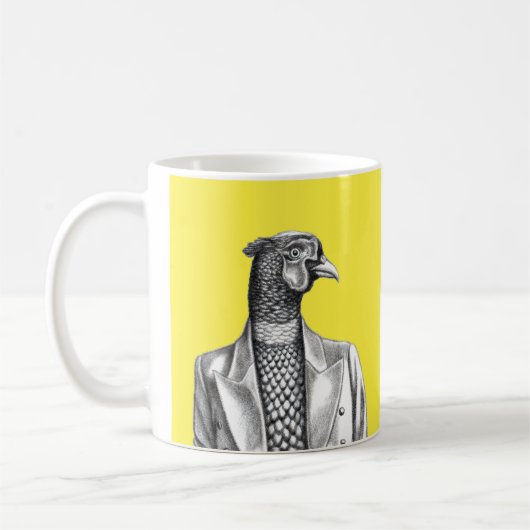 Fasan in Smart Jacket (Retro-Gelb) Kaffeetasse (Links)