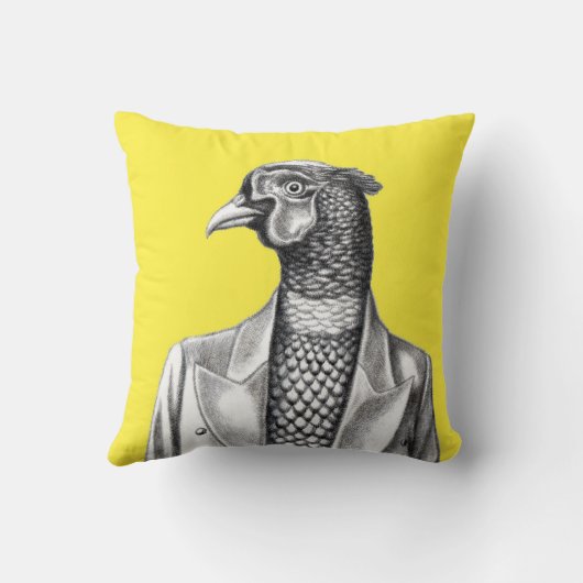 Fasan in Smart Jacket (Retro-Gelb) Kissen (Rückseite)