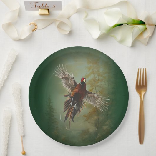 Fasan, Königliche Jagd Pappteller (Hochzeit)