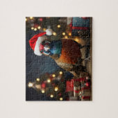 Fasan mit Weihnachtsmannmütze Puzzle (Vertikal)