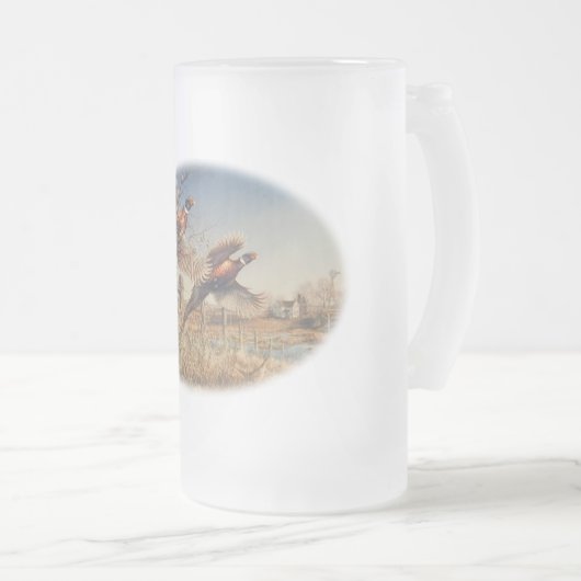 Fasan-oben - große Jagd auf dem Bauernhof Mattglas Bierglas (VorderseiteRechts)