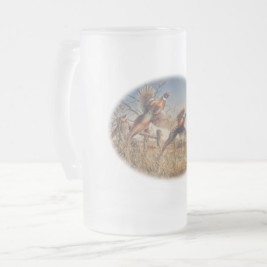 Fasan-oben - große Jagd auf dem Bauernhof Mattglas Bierglas (Vorderseite Links)