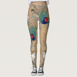 Fasan-Reiher-Vogel mit Blumen ganz über Leggings