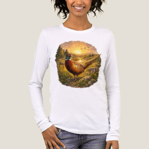 Fasan Sonnenuntergang Jagd Vogel Wildtier Geschenk Tri-Blend Shirt