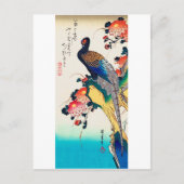 Fasan und Chrysanthemum, Hiroshige, Ukiyo-e Postkarte (Vorderseite)