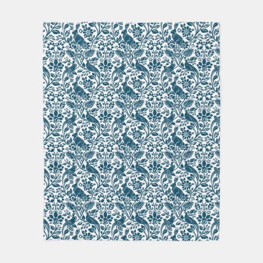 Fasan und Hare Muster, weiß und dunkelblau Fleecedecke (Vorderseite)